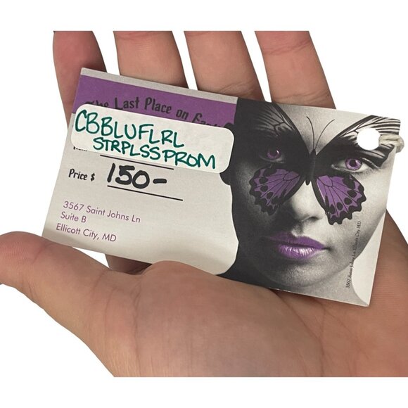 Blush Prom Alexia Women Maxi Dress Size 6 Blue Floral Strapless Evening Gown EUC - Picture 5 of 11